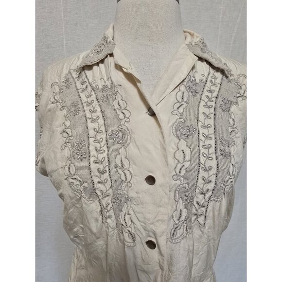 1940s ? Vintage Womens Ivory Blouse Button Up Shirt - Picture 10 of 10